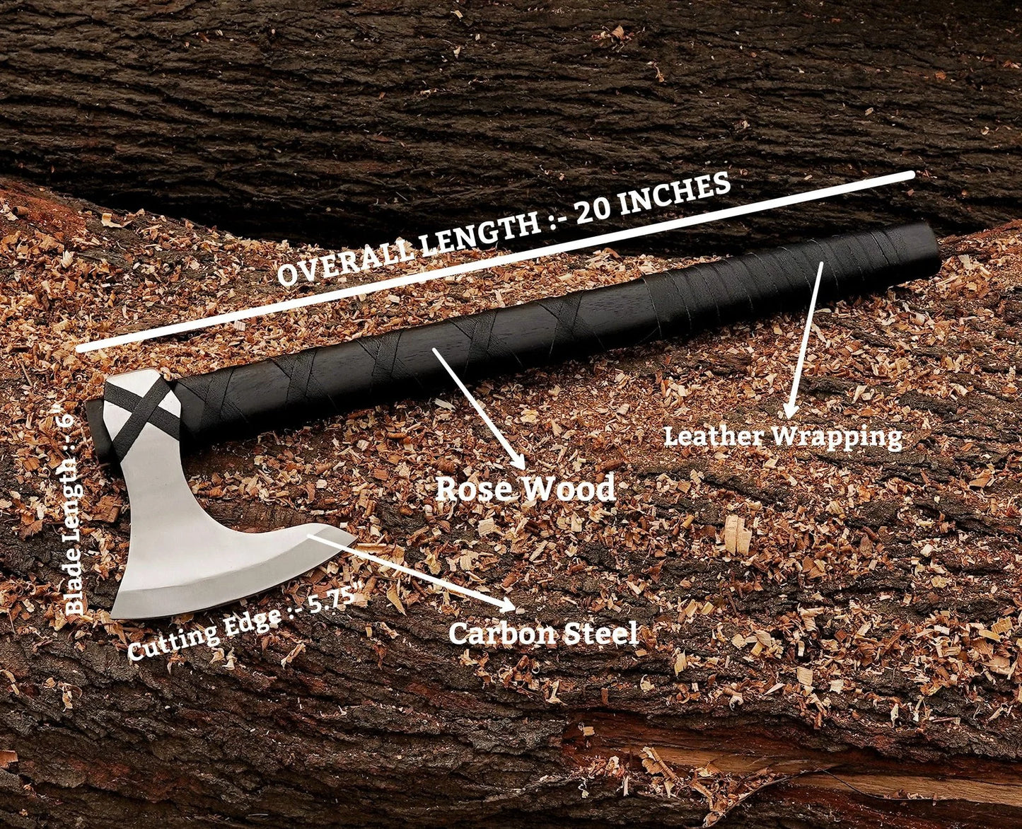 20" RAGNAR VIKING AXE Forged Camping Axe - Damascus Kings