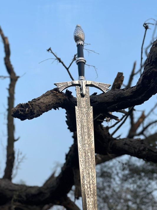 Handmade Damascus Steel Sword Daemon Dark Sister Full Metal - Damascus Kings