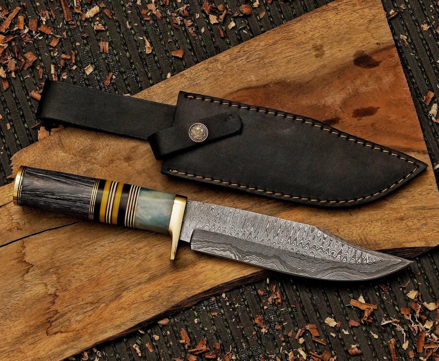 12” Handmade Damascus Steel Dragon Knife Skinner Knife - Damascus Kings