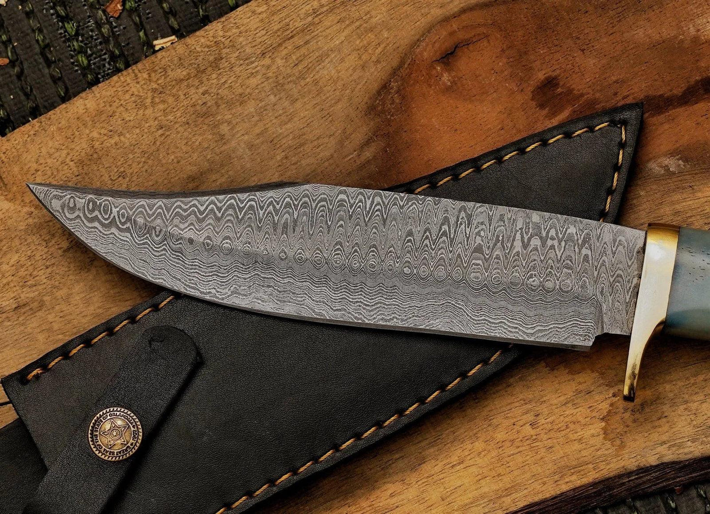 12” Handmade Damascus Steel Dragon Knife Skinner Knife - Damascus Kings