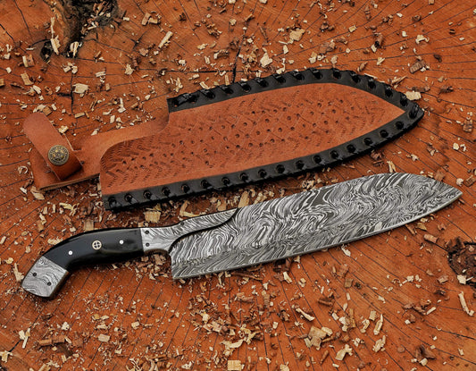 13" Handmade Damascus Steel Chef Knife - Damascus Kings