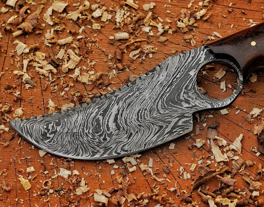 9" Unique Handcrafted Damascus steel Knife with Rose Wood Handle - Damascus Kings
