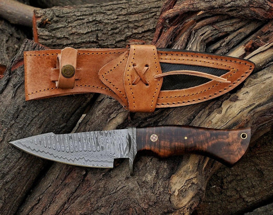 10” Unique Handmade Forged Damascus Steel Knife - Damascus Kings