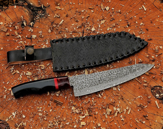 Handmade Damascus Steel Chef Knife Resin & Wood Handle - Damascus Kings