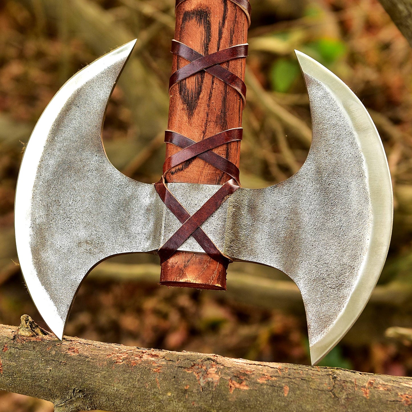 Double Headed Axe, Two Bit Axe, Viking Axe, Custom Hand Forged Double Headed Axe, Double Bit Axe, Double Sided Axe With Leather Sheath