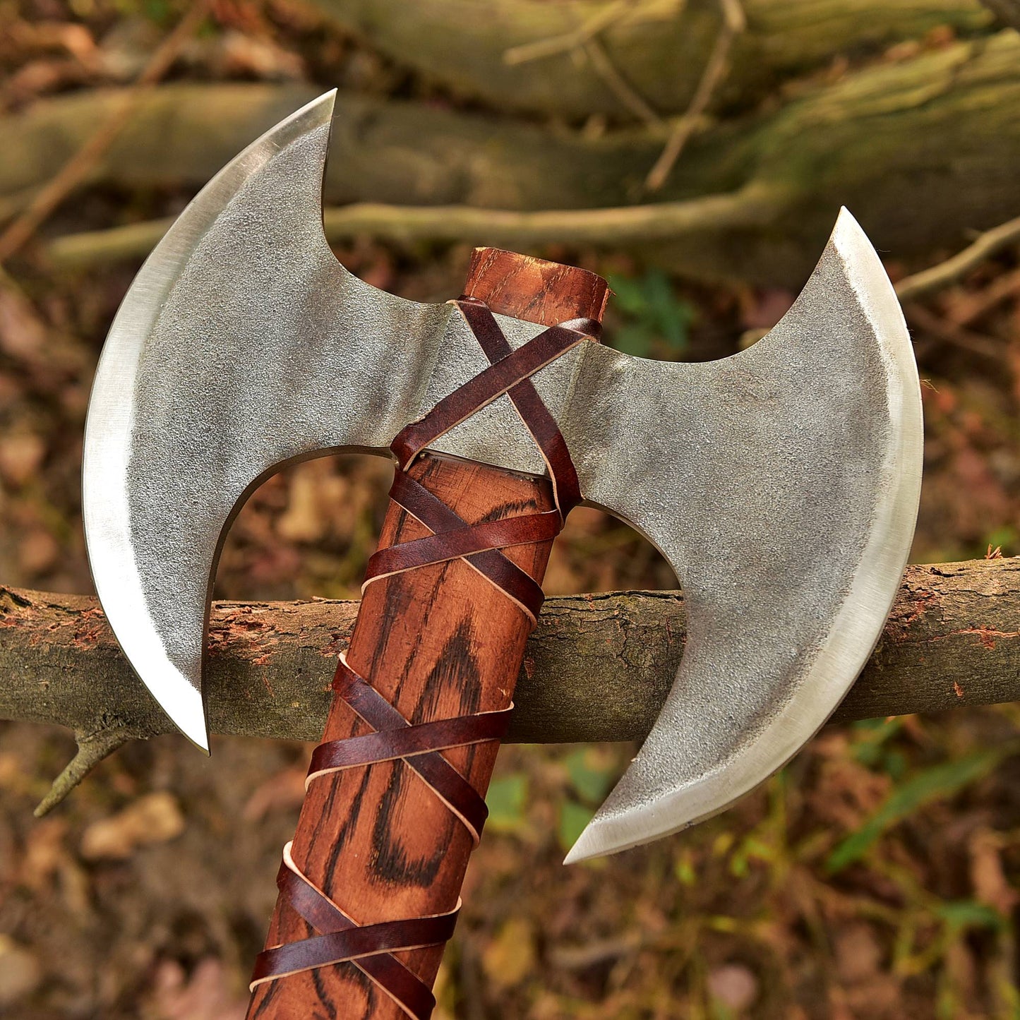 Double Headed Axe, Two Bit Axe, Viking Axe, Custom Hand Forged Double Headed Axe, Double Bit Axe, Double Sided Axe With Leather Sheath