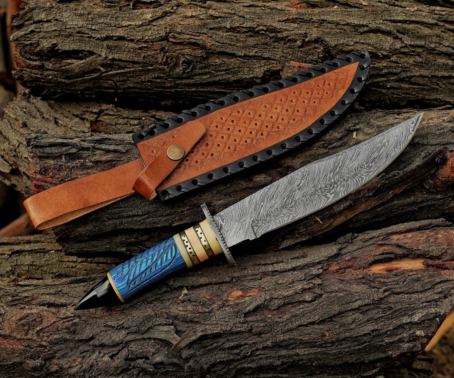 Damascus Bowie Knives | Hand made Damascus Bowie Knife - Damascus Kings