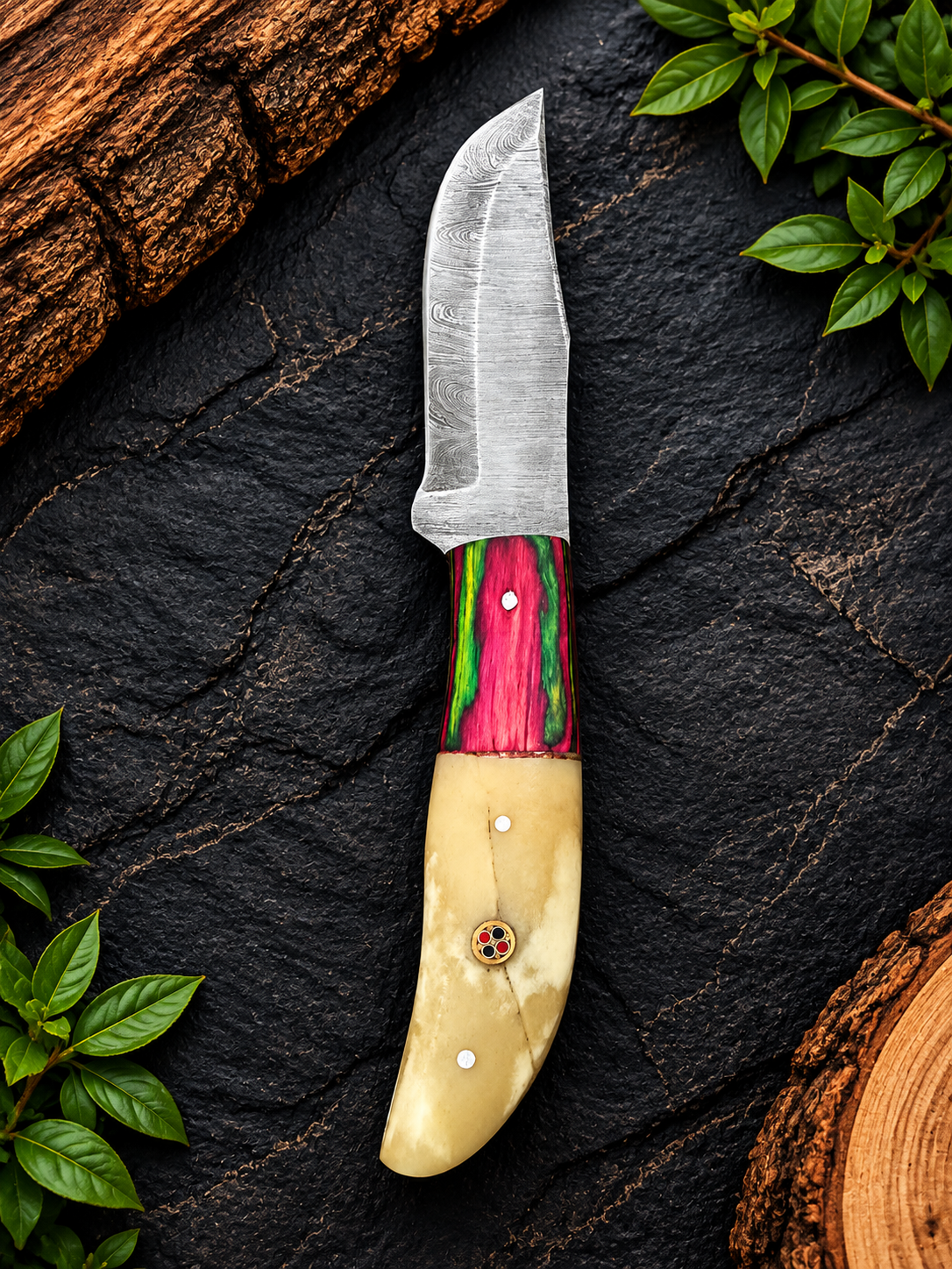 Handmade Damascus Steel 3-Knife Collection Multicolor Handles & Premium Craftsmanship