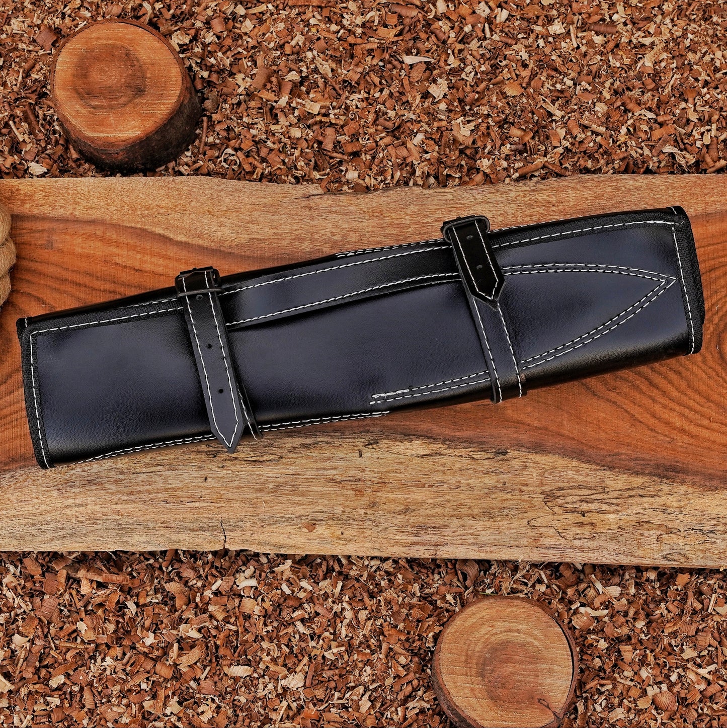 Handmade Chef Set, 5 Piece Damascus Steel Chef Knife Set, Kitchen Knife Set with Leather Cover